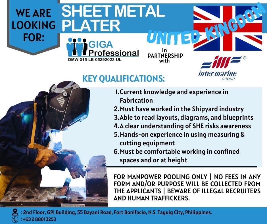 Looking for a promising career in the metal works industry in the United Kingdom? Look no further than our community of skilled Plater/Fabricators. Our agency is dedicated to providing excellent opportunities for career growth and development to all our applicants. Apply now and become part of our client's mission to provide top-quality metal works services. Take your career to the next level with us! Don't miss out on this opportunity.